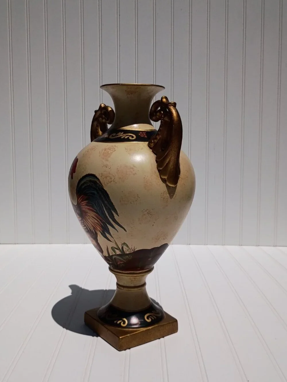 Vtg La Dolce Vita Ja Designs Antique Rooster Collection Ceramic Vase Urn 15.5